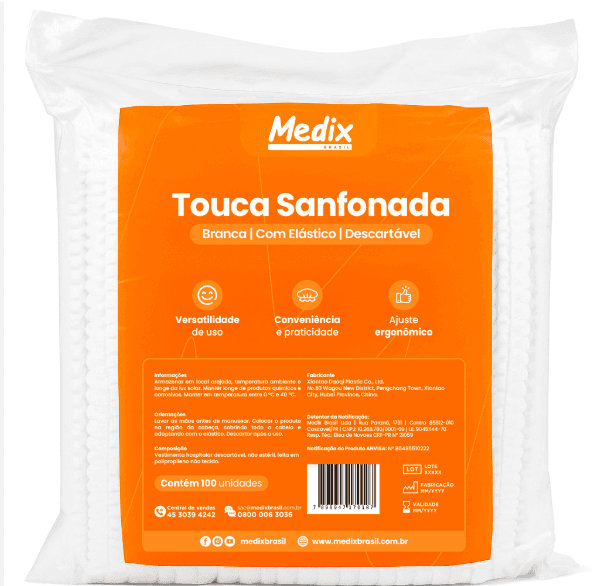 TOUCA SANFONADA C/ELASTICO 100UN MEDIX