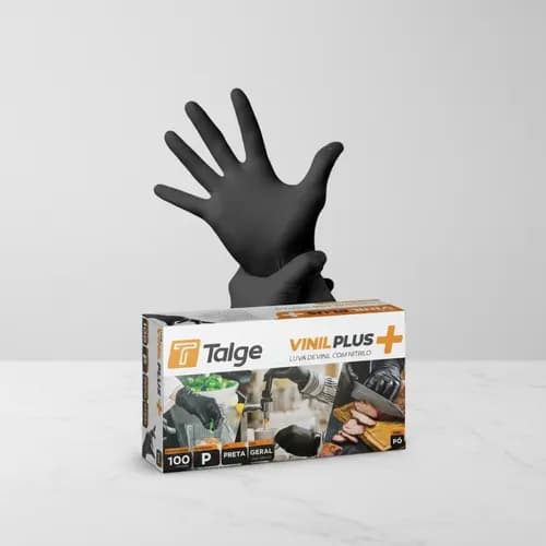 Luva Vinilplus Preta M - Talge