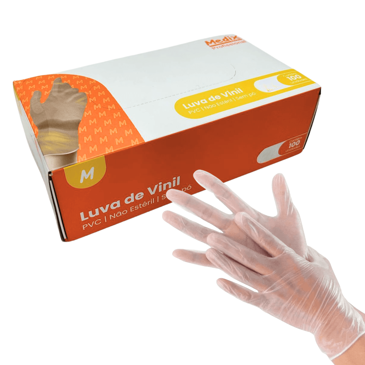 LUVA VINIL S/PO TAM M - MEDIX
