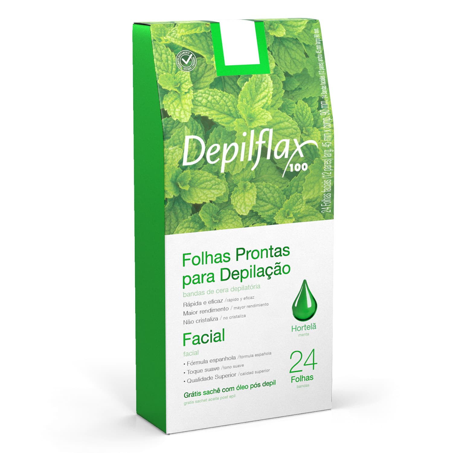 Folhas Faciais Depilflax Hortela c24