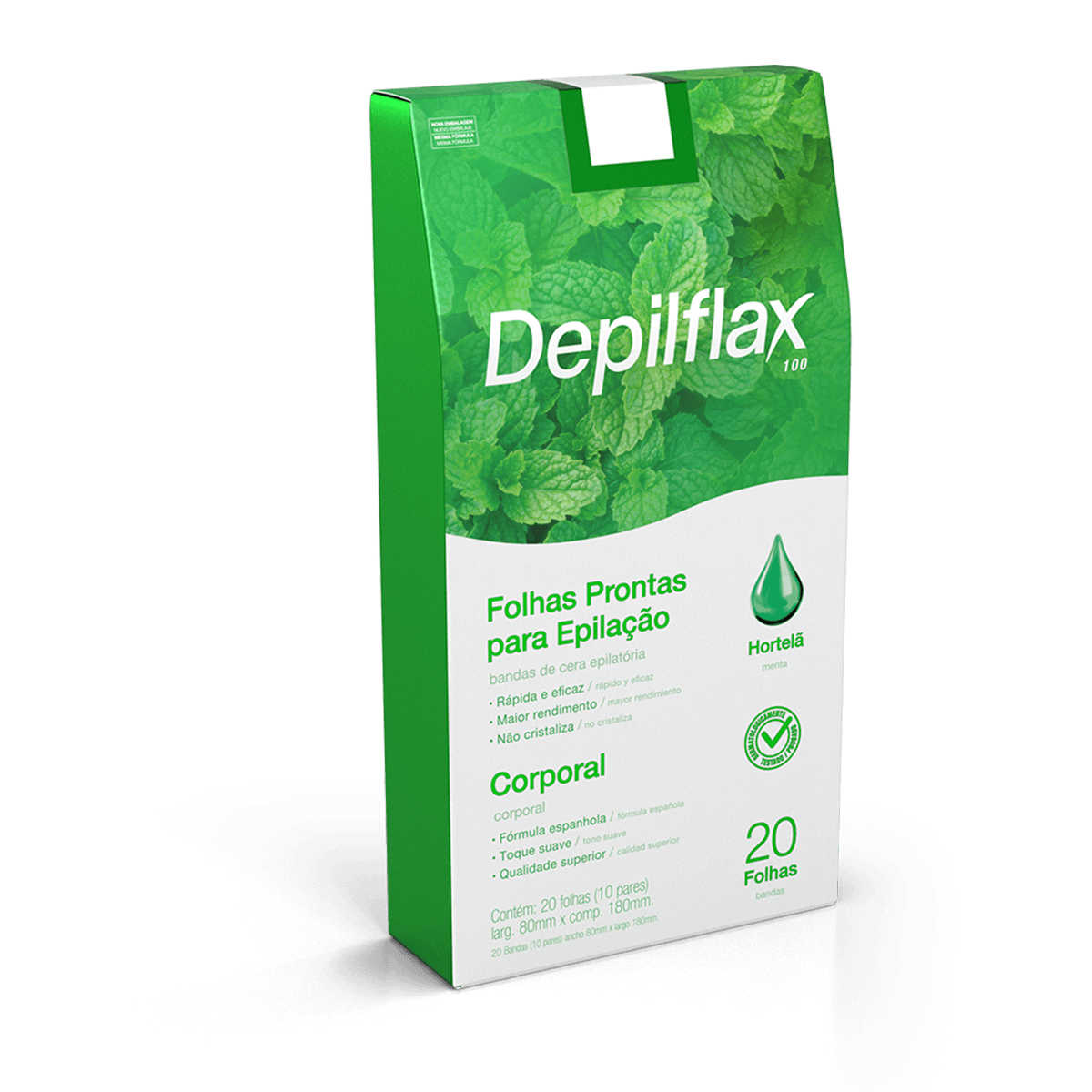 Folhas Corporais Depilflax Hortela c20