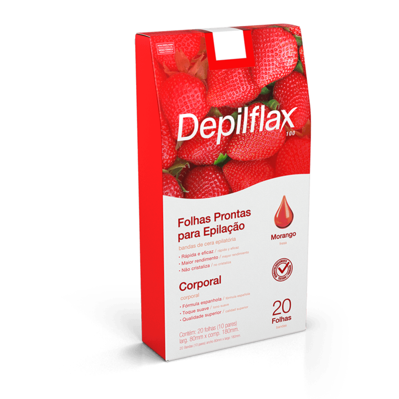Folhas Corporais Depilflax Morango c20