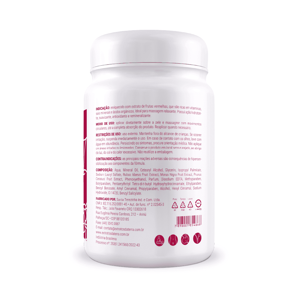 Relax Frutas Vermelhas Creme De Massagem 1000 g | Dermocosmético Vegano