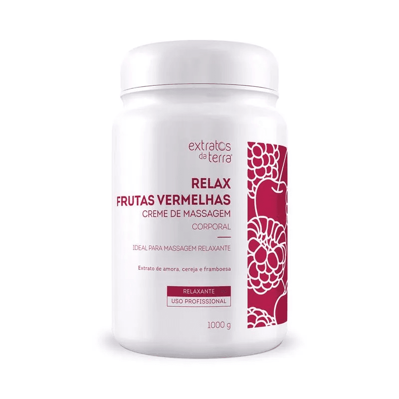 Relax Frutas Vermelhas Creme De Massagem 1000 g | Dermocosmético Vegano