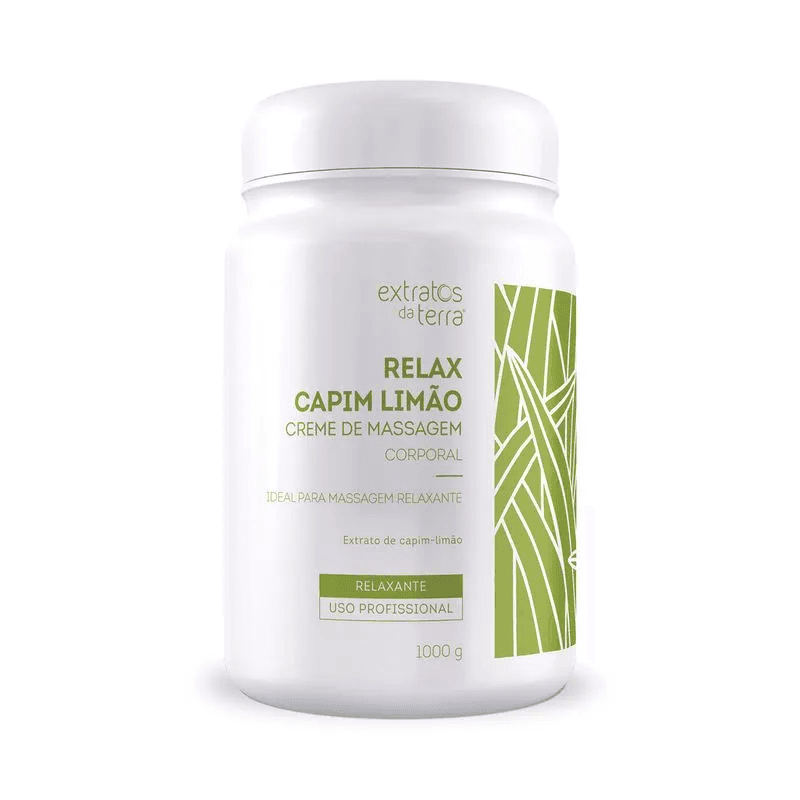 Relax Capim Limão Creme De Massagem Corporal 1000 g | Dermocosmético Vegano