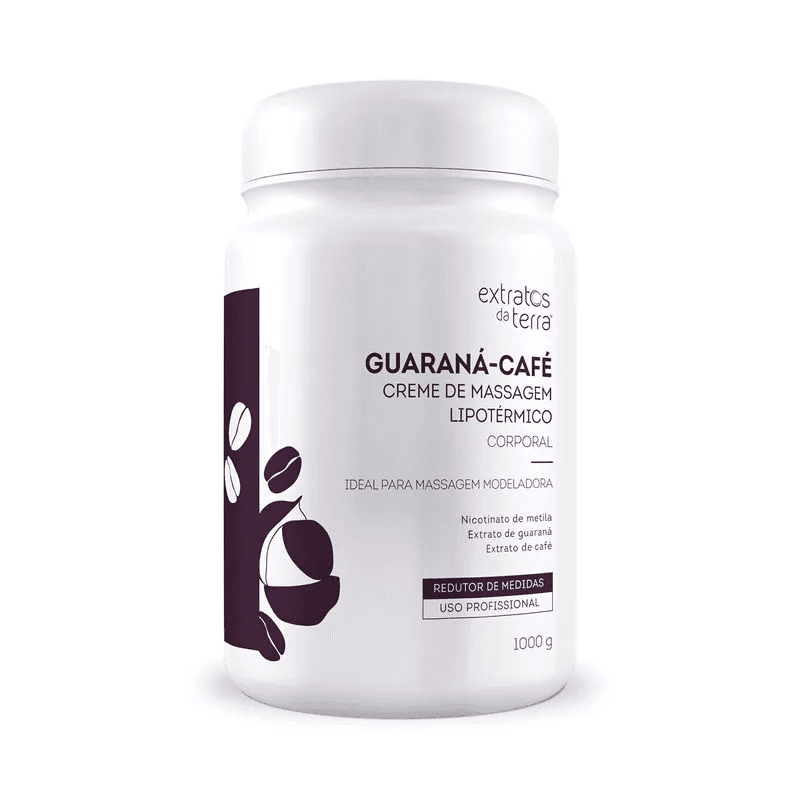 Guarana-Café Creme De Massagem Hiperêmico 1000 g | Dermocosmético Vegano
