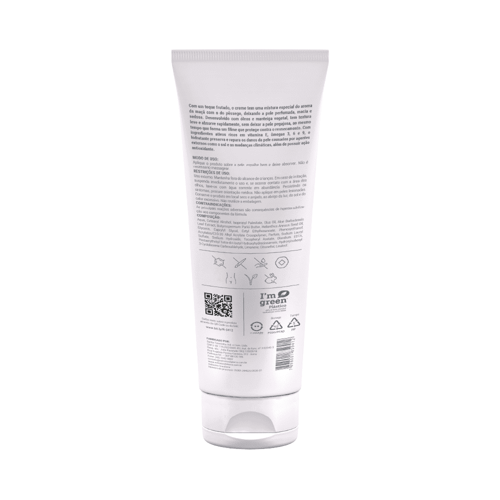 Creme Hidratante Corporal Maçã E Pêssego 180 g | Dermocosmético Vegano