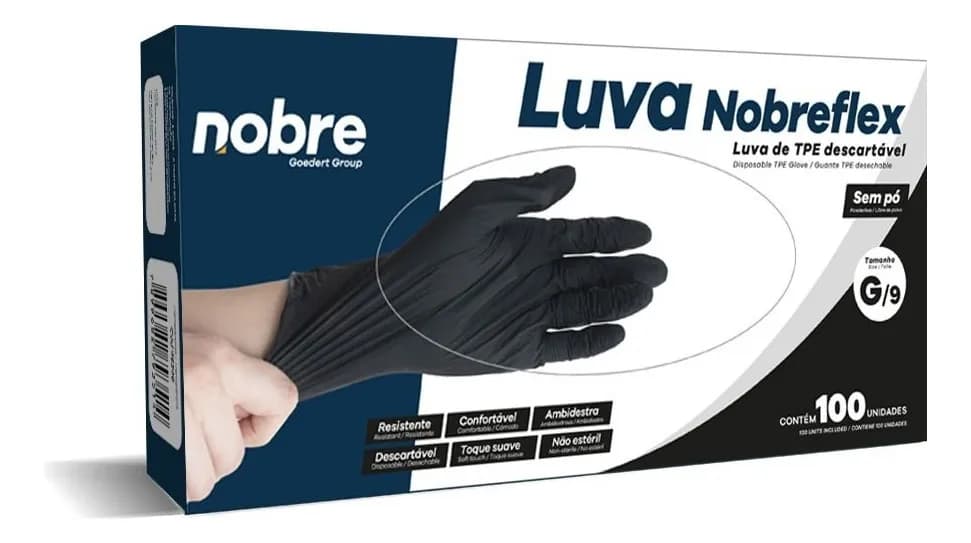 Luva Nitrilica Preta G - Nobre