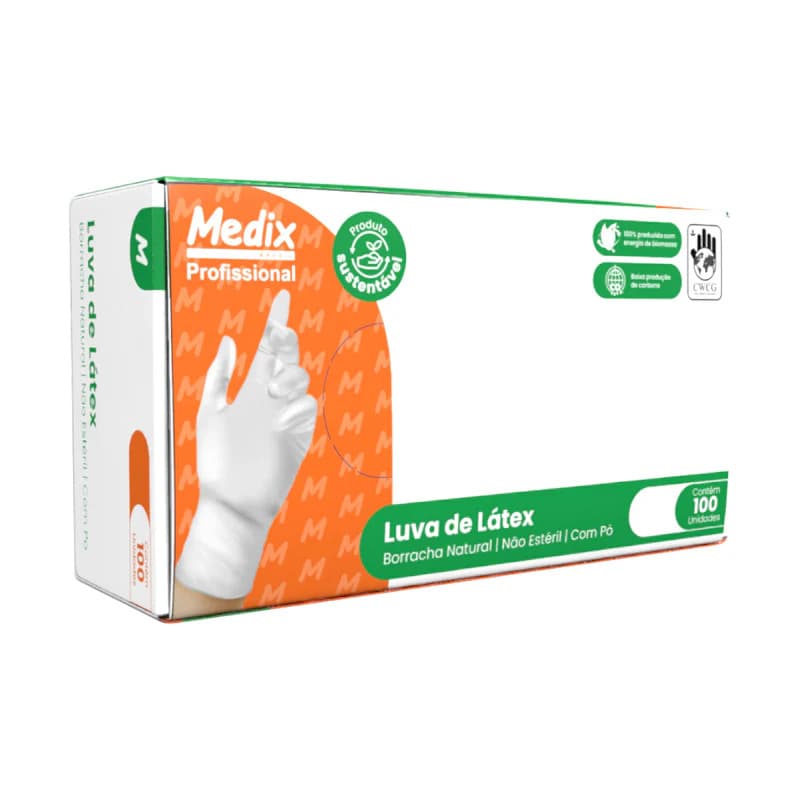 Luva Latex M cx 100und uso geral - MBlife