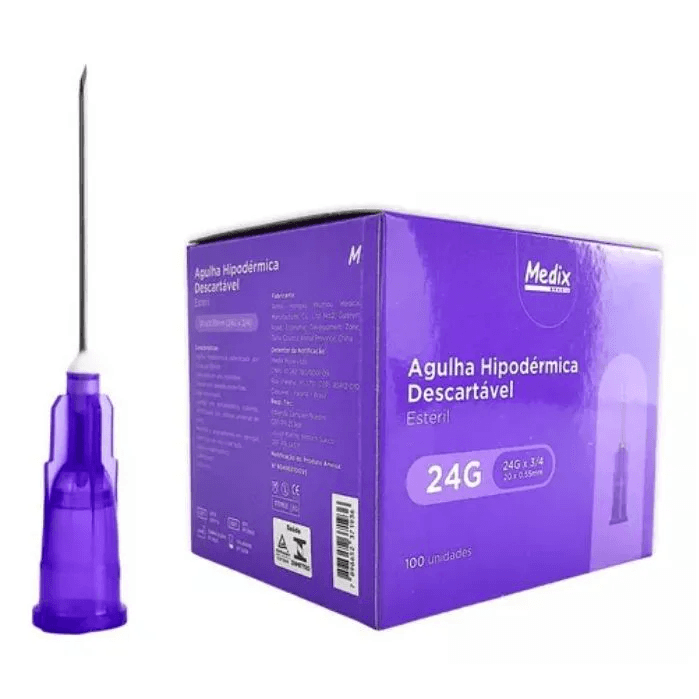 Agulha 20x055mm 24gx34 100un Medix