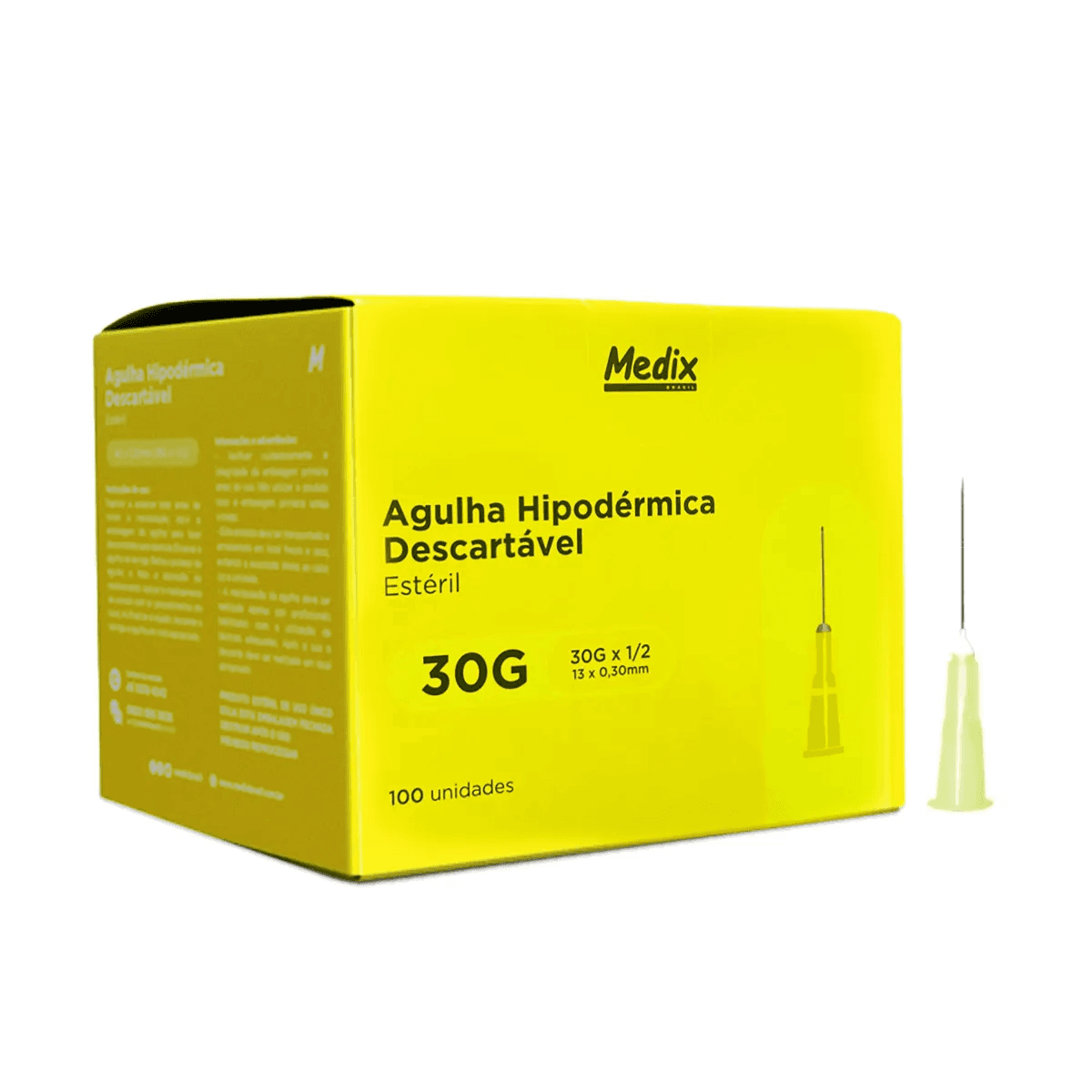 Agulha 13x030mm 30gx12 100un Medix