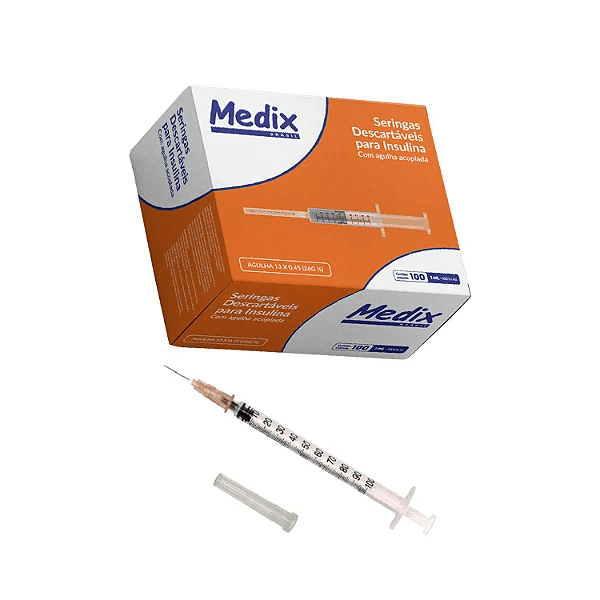 Seringa Insulina com Agulha Acoplada 13x045 1ml 26g12