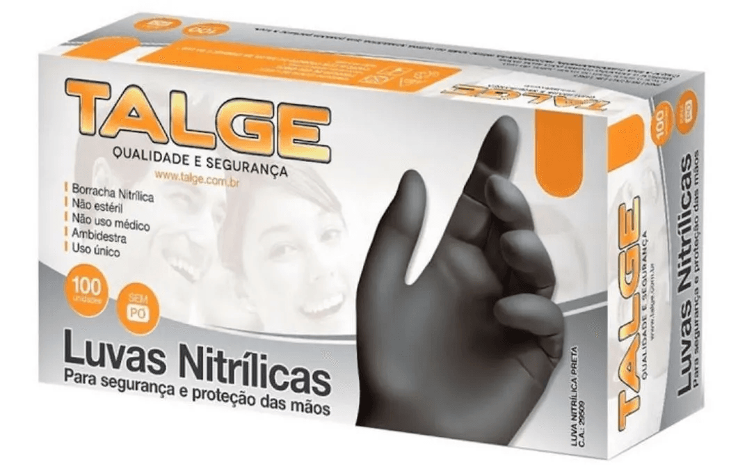 Luva Nitrilica Preta M - Talge