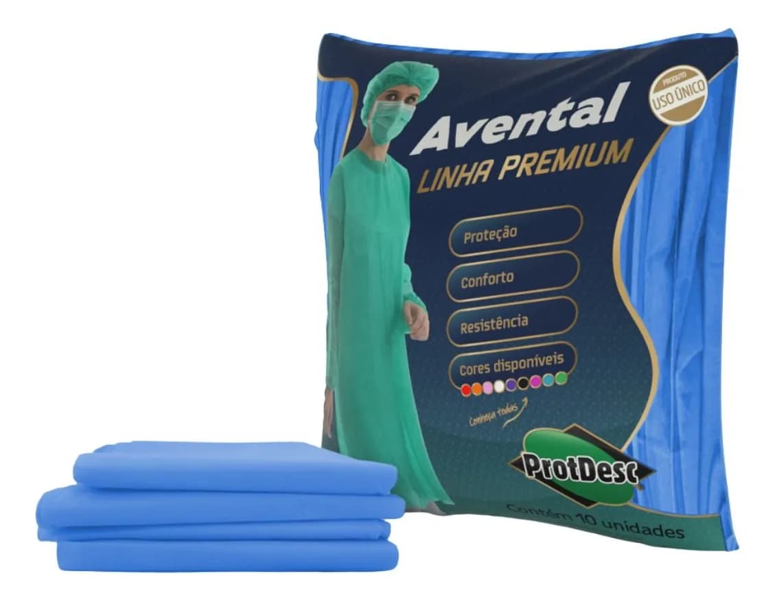 AVENTAL ML AZUL PROTDESC PCT 10 UN